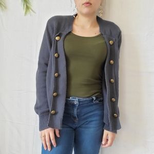 Double Breasted Cardigan XL Navy Blue Brass